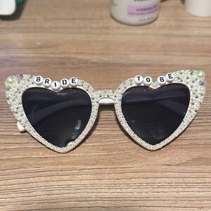 Anthropologie Bride To Be Heart Sunglasses - Black and White